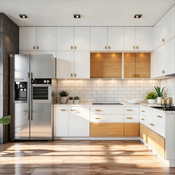 Modern kitchen remodeling project in Los Angeles with custom cabinets countertops and open concept design
